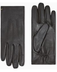 Emporio Armani - Leather Gloves With Wool Lining And A Metal Eagle Logo - Lyst