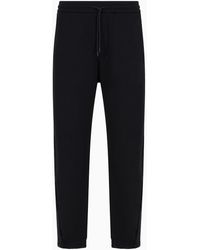 Emporio Armani - Double-jersey Joggers With Drawstring And Logo Tape - Lyst