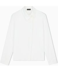 Emporio Armani - Long-Sleeve Crepe Satin Shirt With A Hidden Button Placket - Lyst