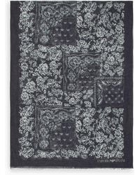 Emporio Armani - Linen Blend Stole With A Bandana Print - Lyst