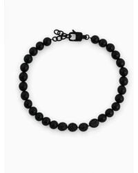 Emporio Armani - Bracelet De Perles En Onyx Noir - Lyst