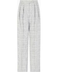 Emporio Armani - Pantalones Con Pinzas En Mezcla De Lino Con Motivo A Cuadros Icon - Lyst