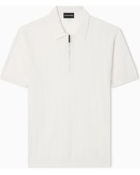 Emporio Armani - Vertical Tuck-Stitch Jumper With Polo-Shirt Collar - Lyst