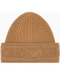 Emporio Armani - Gorro De Lana Con Vuelta Con Logotipo - Lyst