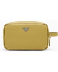 Emporio Armani - Saffiano Beauty Case With A Side Handle And Metallic Logo - Lyst