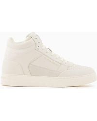 Emporio Armani - Asv Regenerated Leather High-top Sneakers With Suede Detail - Lyst