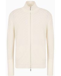 Emporio Armani - Asv Wool And Lyocell-blend Blouson In A Front And Back Plain Knit And With A Full-length Zip - Lyst