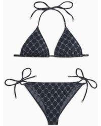 Emporio Armani - Padded Triangle Bikini In Monogram Jacquard - Lyst