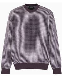 Emporio Armani - Two-toned Jumper With Diagonal Jacquard Stripes - Lyst
