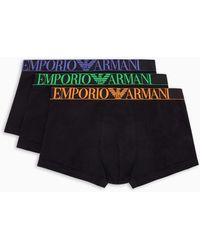 Emporio Armani - Asv 3er-pack Eng Anliegende Boxershorts Aus Bio-baumwolle Mit Glänzendem Logoband - Lyst