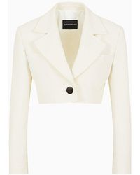 Emporio Armani - Cropped Jacket With Lapels In Technical Faille - Lyst