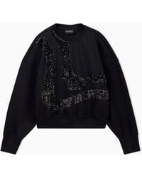 Emporio Armani - Crew-Neck Scuba Sweatshirt With Abstract Sequin Design - Lyst