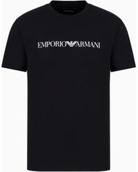 Emporio Armani - Camiseta De Punto De Algodón Pima Con Estampado De Logotipo - Lyst