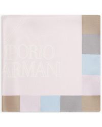 Emporio Armani - Fular De Seda Con Estampado De Logotipo Enmarcado - Lyst