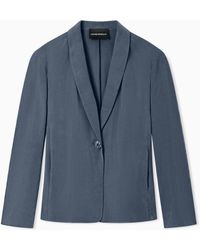 Emporio Armani - Washed Twill Single-Breasted Jacket With Shawl Collar - Lyst