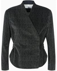 Emporio Armani - Veste À Fermeture Décentrée En Velours Imprimé Effet Sergé De Cavalerie - Lyst