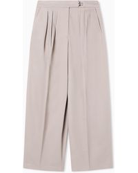 Emporio Armani - Brushed Cotton Trousers With Pleats - Lyst