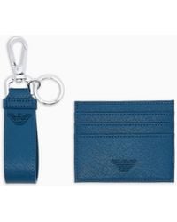 Emporio Armani - Asv Geschenkbox Mit Schlüsselring Und Kartenetui Aus Regeneriertem Saffiano-Leder - Lyst