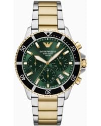 Emporio Armani - World Explorer Solar-Powered Chronograph Two-Tone Stainless Steel Watch - Lyst