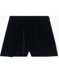 Emporio Armani - Pantalones Cortos Con Pinzas De Terciopelo Líquido - Lyst
