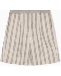 Emporio Armani - Linen-Blend Bermuda Shorts With All-Over Pattern - Lyst