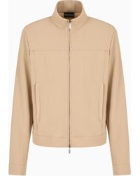 Emporio Armani - Icon Blouson Mit Durchgehendem Reißverschluss, Gefertigt Aus Mikrostrukturiertem Crêpe-Jersey Mit Pikee-Effekt - Lyst