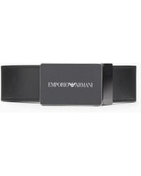 Emporio Armani - Leather Belt With Logo Buckle - Lyst