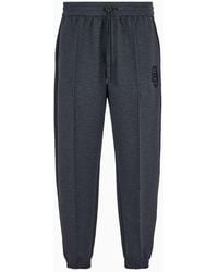 Emporio Armani - Technical-jersey Joggers With Ribs And Ea Logo Embroidery - Lyst