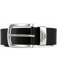 Emporio Armani - Leather Belt With Logo Buckle - Lyst