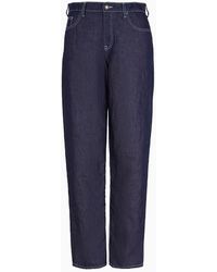 Emporio Armani - J90 Mid-rise Relaxed-fit Jeans In Linen-blend Denim With Ea Patch - Lyst