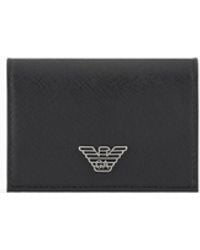 Emporio Armani - Regenerated Saffiano Leather Card Holder With Flap And Eagle Plate - Lyst