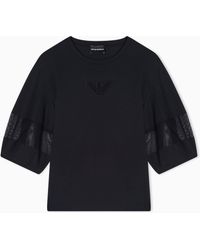 Emporio Armani - Supima Jersey T-Shirt With Mesh Insert - Lyst