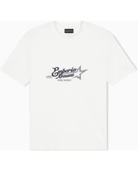Emporio Armani - Heavy Jersey T-Shirt With Embroidered Logo - Lyst