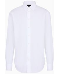 Emporio Armani - Cotton-poplin Shirt With Classic Collar - Lyst