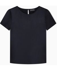 Emporio Armani - Short-Sleeved Silk Satin Blouse - Lyst