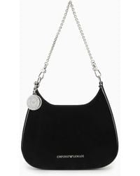 Emporio Armani - Small Hobo Shoulder Bag In Patent Leather With Chain Strap - Lyst