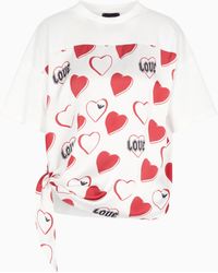 Emporio Armani - Asv T-Shirt Aus Jersey Mit Satin-Einsatz Aus Der Sonderkollektion Zum Valentinstag - Lyst