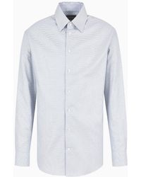 Emporio Armani - Textured Cotton Shirt With Micro Houndstooth Motif - Lyst