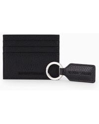 Emporio Armani - Gift Box With Card Holder And Keyring In Tumbled Leather - Lyst
