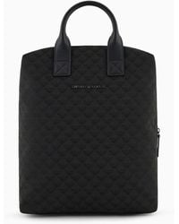 Emporio Armani - Nylon Backpack With All-over Jacquard Eagle And Handles - Lyst
