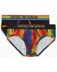 Emporio Armani - 2er-pack Slips Mit Print Und Regenbogen-logo - Lyst