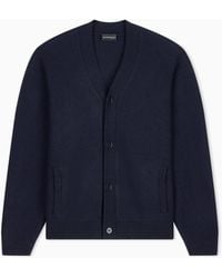Emporio Armani - Textured Button-Up Cardigan - Lyst