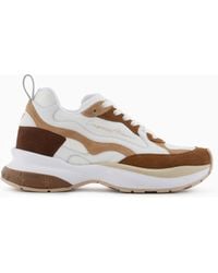 Emporio Armani - Mesh Sneakers With Laminated Details And Signature Logo - Lyst