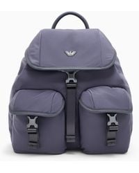 Emporio Armani - Backpack With A Metallic Logo Flap And Two Buckle Pockets - Lyst