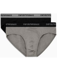Emporio Armani - Two-pack Of Briefs With Core Essential Logo Waistband - Lyst