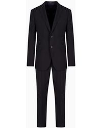 Emporio Armani - Single-breasted, Slim-fit Suit In Natural Stretch Light Wool - Lyst