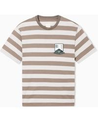 Emporio Armani - Eagle Club Striped Jersey T-Shirt With Patch - Lyst