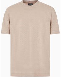 Emporio Armani - Asv Lyocell-blend Jersey T-shirt With All-over Flock Logo Lettering - Lyst