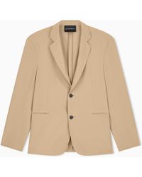 Emporio Armani - Seersucker Blazer With Down Padding And A Regular Fit - Lyst