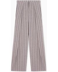 Emporio Armani - Jacquard Jersey Knit Trousers With An Embossed Wave Design - Lyst